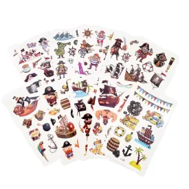 10 Sheets Cartoon Pirate Temporary Tattoos for Boys Girls Party Favor Supplies