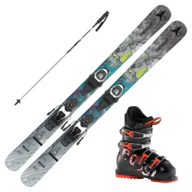 2023 Atomic Bent Junior Skis with Rossignol Comp J4 Ski Boots and Adjustable Poles – Complete Ski Setup for Young Adventurers