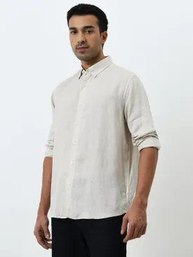 Ascot Light Beige Solid Relaxed-Fit Linen Shirt