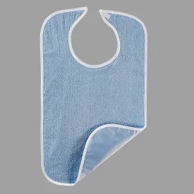 Blue Heavyweight Waterproof Adult Terrycloth Bib With Velcro Closure Style #BIB2