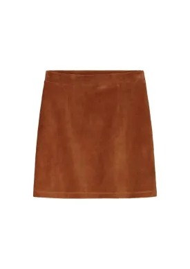 BROWN SUEDE A-LINE MINI SKIRT