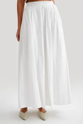 Clarence Linen A-Line Maxi Skirt - White