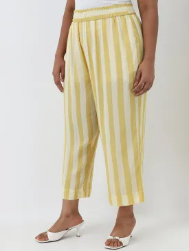 Diza Yellow Striped High-Rise Straight Cotton Pants