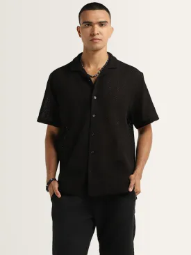 ETA Black Knitted Relaxed Fit Shirt