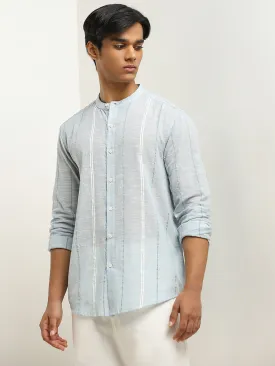 ETA Light Blue Striped Resort-Fit Cotton Shirt