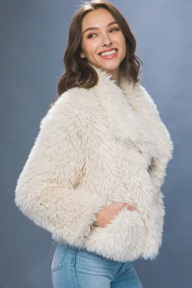 Hayden Long Sleeve Faux Fur Jacket Ivory