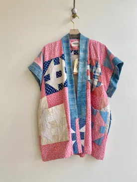 Heirloom Quilt Haori Vest Blush & Blue