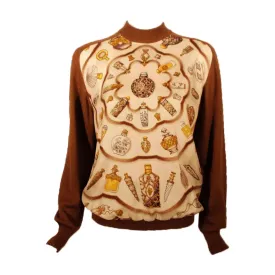 HERMES Sweater with Silk Print Size 42