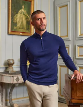 Navy 1/4 Zip Funnel Neck Knit