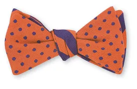 Orange/ Purple University Polka Dots/Stripes Bow Tie - B2383/1752