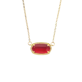 Oval Birthstone Pendant Necklace