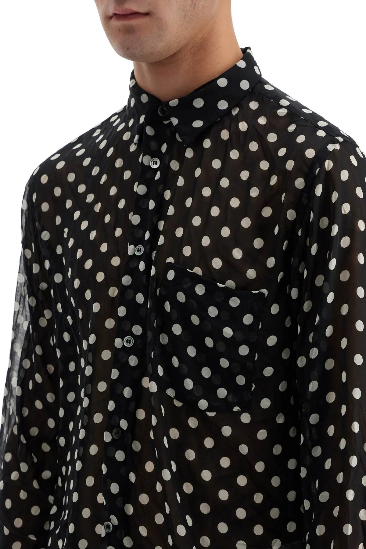 "polka dot crink 1N B015 BLACK WHITE