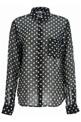 "polka dot crink 1N B015 BLACK WHITE