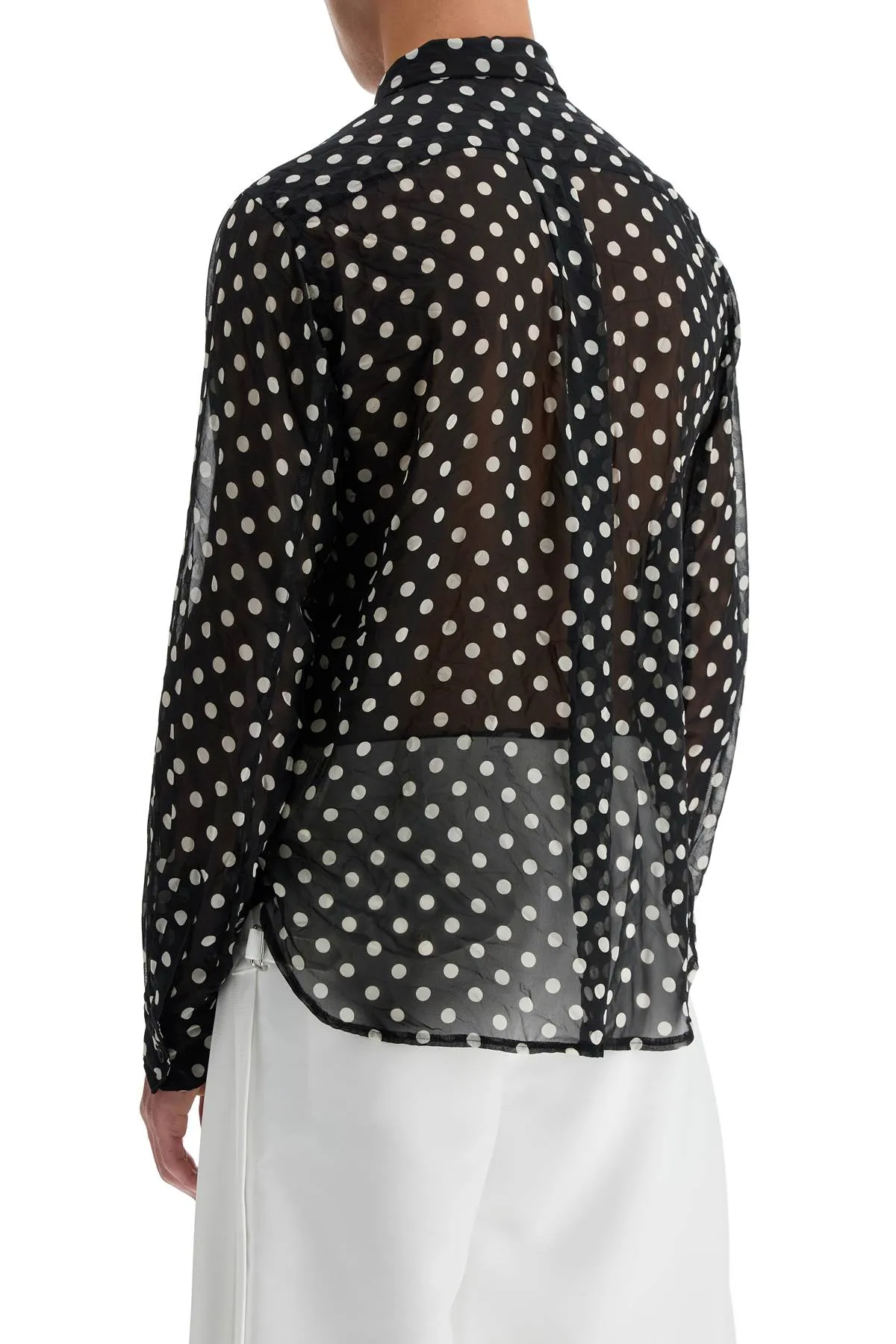 "polka dot crink 1N B015 BLACK WHITE