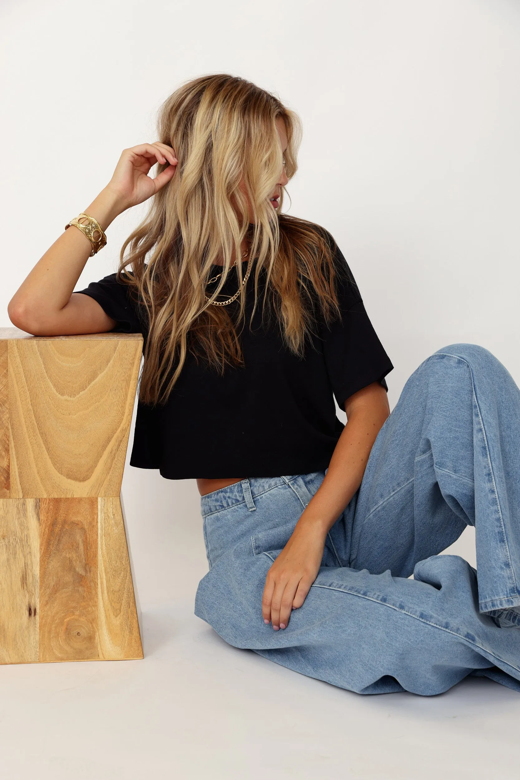 SALE - Jazmin Cropped Raw Hem Tee