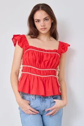 SALE - Kennedy Ruffled Sleeve Peplum Top