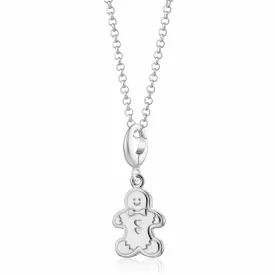 Silver Gingerbread Man Necklace