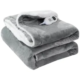 Ultra Soft Double Layer Heated Throw Blanket with Adjustable Heat Settings Even Warmth Grey by OLIVIA ROCCO