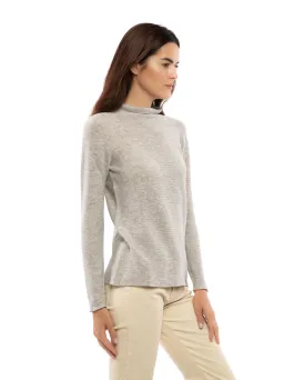 Women's Cashmere Links Stitch Funnel Neck Light Gray