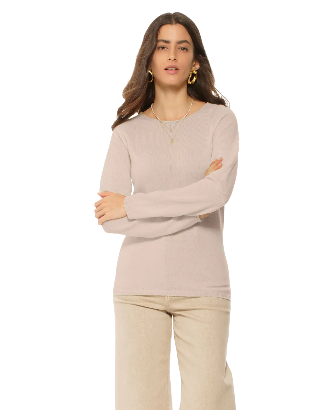 Women's Ultralight Cashmere Raglan Crew Neck Sweater Beige